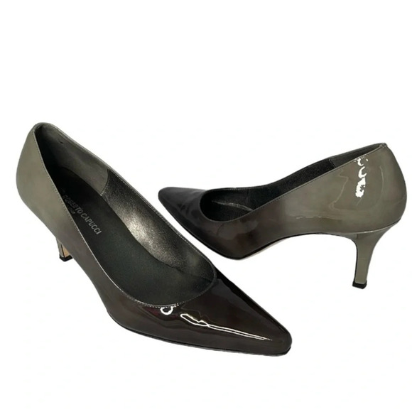 ROBERTO CAPUCCI Ombré Pointed Toe Pump Heels Fern Sage Green Patent Leather 10 - Picture 2 of 12
